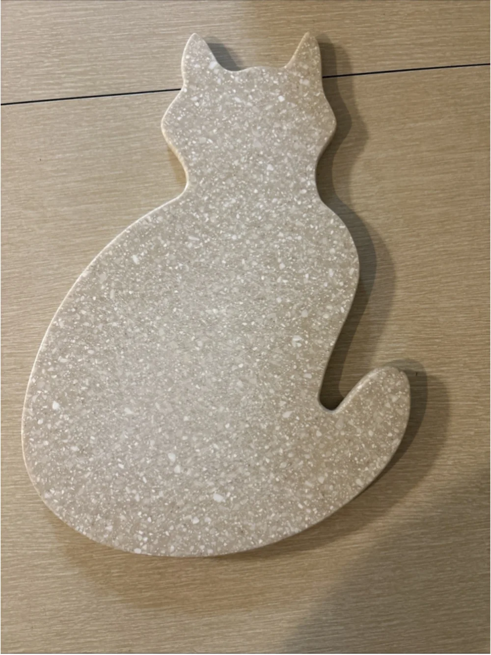 Vtg Corian Solid Surface Cat Cutting Board Trivet Speckled Beige Gray Cream 1191